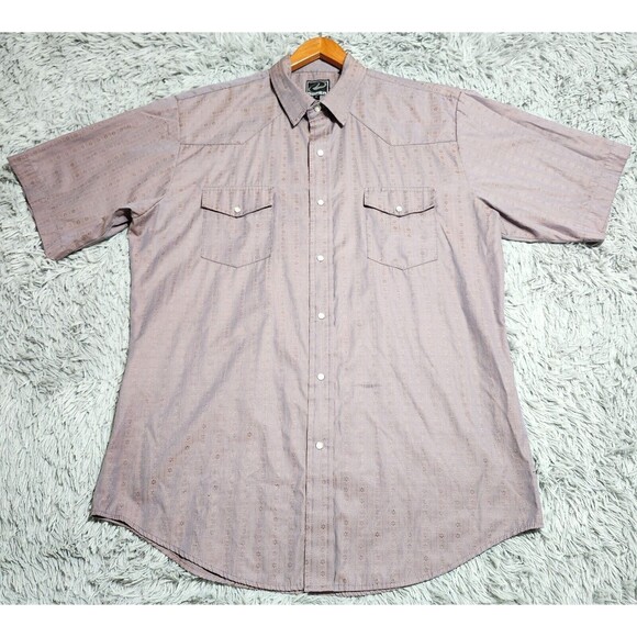 Roper Western Pearl Snap Shirt Adult XL Blue Gray Rodeo Mens Star Pattern Cowboy - Picture 1 of 13